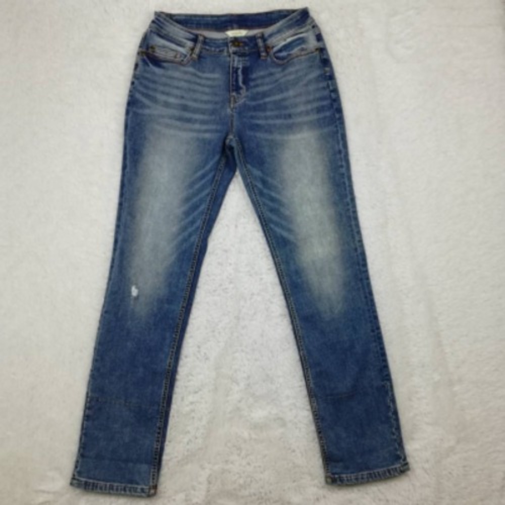 Matilda Jane Jeans Womens Straight Leg Blue Stretch Distressed Medium Wash 28 8